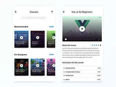 Course Finder android education flat ios minimal tutorial ui ux video