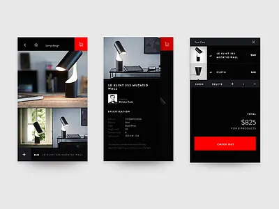 Mutiato Dribbble app balck shop app ui