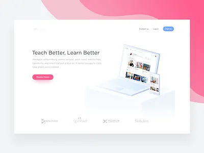 Landing Page - Learning Management System ai artificial intelligence edu tech edu web product home ios isometric iphone illustration landing page laptop mobile website learn hero ux learning sign up macbook android ui machine learning mobile desk education product sketch icon tech app minimal