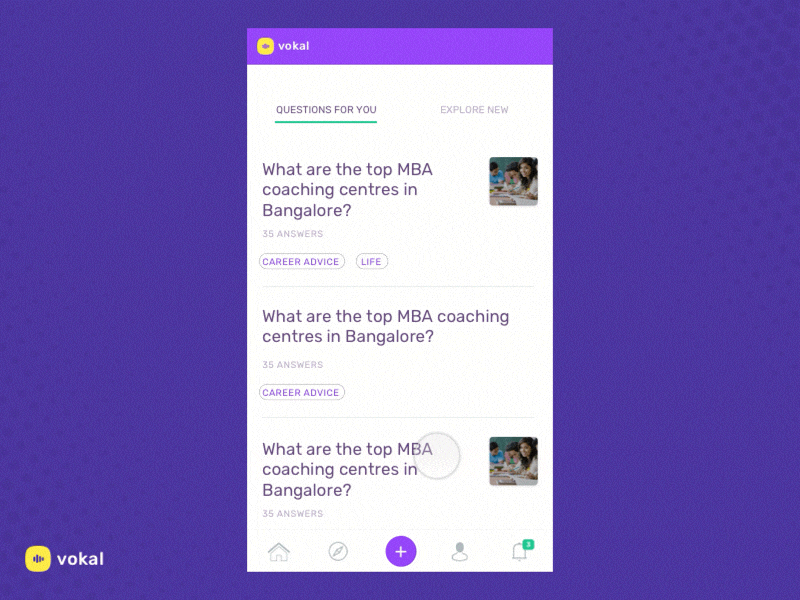 Category selection animation animation answer audio category fab feed music principle question sketch ui ux