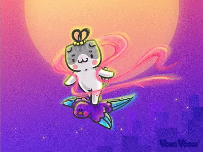 Happy Chinese V's Day cat chinese valentins day comic cute illustration kitty love moon night yomiyocai