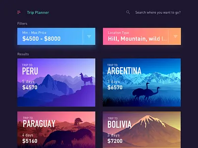 Trips App - Trip Planner color hangout history list london mobile party planner sydney travel trip ui