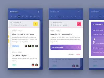 UI exercises #10/100 icon Scheduling app blog clean colors grid jadon7 minimalism scheduling typography
