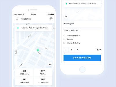 Car Wash app booking car booking car wash clean concept design map product ui ux