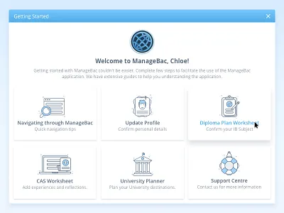 Getting Started Screen application dashboard education icons illustration onboarding profile start student support ui university