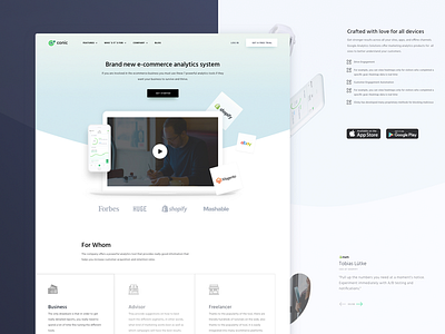 E-commerce Analytics System Website Design analytics application ecommerce enrollment landing page management promo service startup ui ux zajno