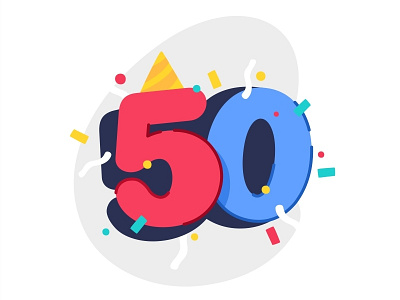 50 Party 🎉 50 celebrate colors confety happy icon illustration letter number party thanks vector