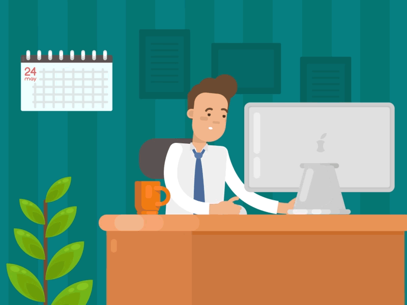 When you are waiting for holidays(( 2d animation character cup gif holiday illustration loop office