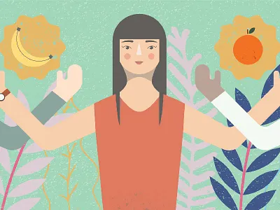 Jamba banana blend brand flat fruits jamba kale mural orange people plants redesign