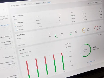 Nutanix Sizer 3.0 clean enterprise graphs information architect modern ui ux