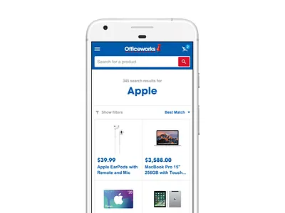 Officeworks Responsive Site - Mobile Search design systems responsive search ui ux
