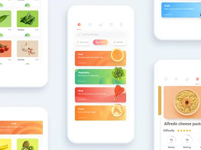 Food Shopping APP button clean color flat food fun icons interface iphone kit list shopping