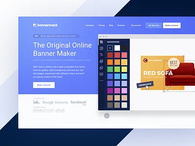 Bannersnack homepage Hero Image 2017 app design header headline hero homepage image landing page software website