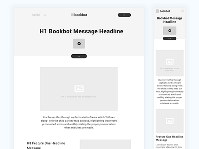 Bookbot | Landing Page Iteration 2 app experience landing page reader sign up. bot user ux wireframe