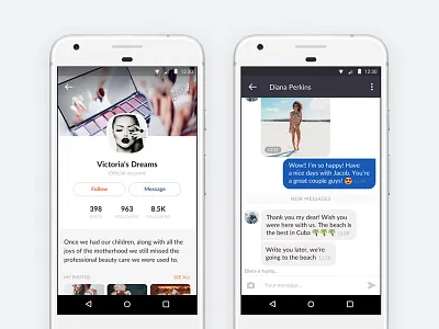 Barbara — Profile & Chat Screens [Android App] android app chat emoji material message mobile profile ui ux
