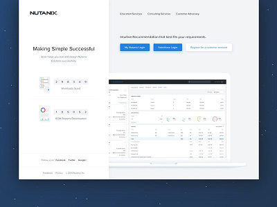 Nutanix Sizer 3.0 Login clean enterprise graphs information architect modern ui ux