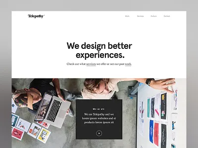 Telepathy Homepage Exploration agency company design homepage layout minimal studio ui web