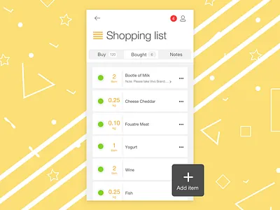 Shopping List UI kit aesthetic cart gold kouroupakis list michail minimal notes share shopping todo white