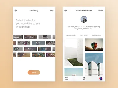 Tags & Profile app clean ios iphone mobile photography photos ui unsplash ux