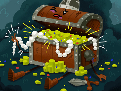 Spoils of War battle character chest design fantasy gems gold mimic soldier sword treasure wounded