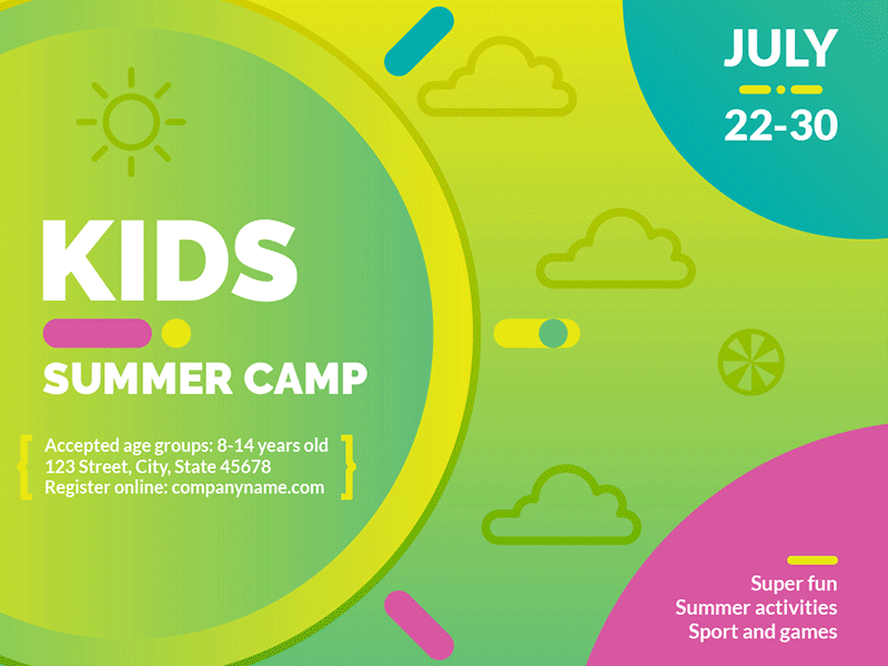 Summer Camp | Modern and Creative Templates Suite banner branding business card cover envelope flyer folder identity post poster print social media