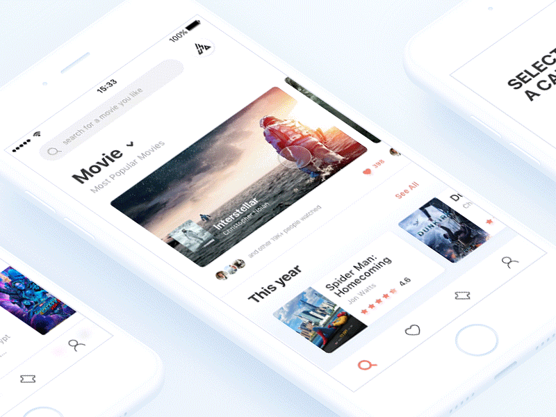 Seen effect #2 android app clean color effect icon ios list movie ticket ui ux