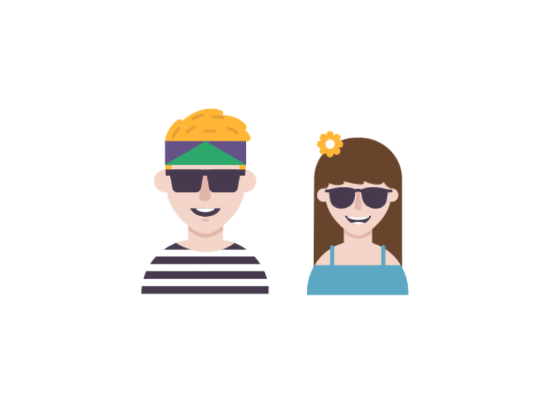 Family portrait in motion animation family flower glasses happy head illustration love motion portrait smile