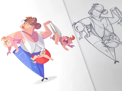 Occupation Mom drawing illustration kid kids machine mom mother occupation pencil sketch sketchbook spovv