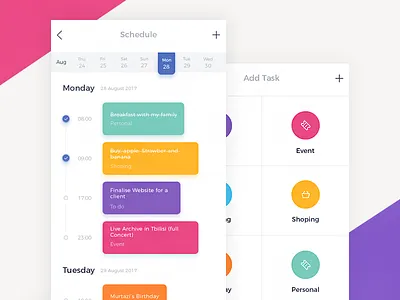 To Do App UI app calendar color do event ios mobile reminder to ui