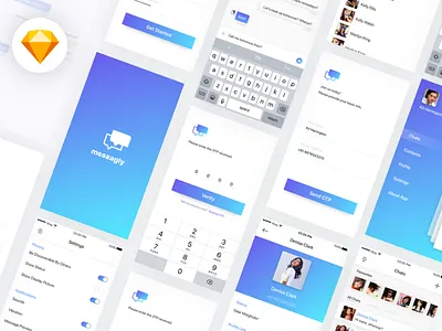 Messagly Freebie UI Kit (Sketch File Download) app chat design download free freebie ios mobile sketch ui kit vectors