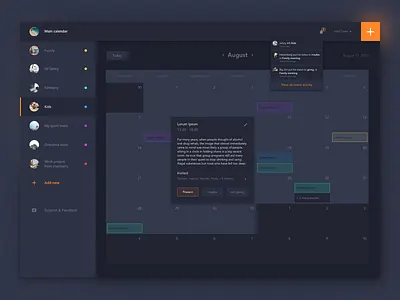 Dark web calendar calendar dark dark ui schedule