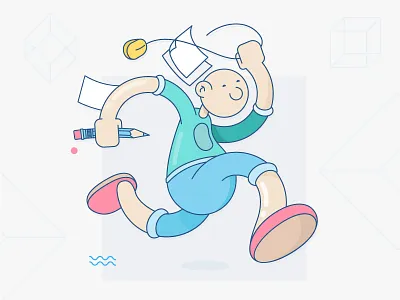 KICKING OFF NEW IDEAS! character design fresh start fun illustration kickative lines motion graphics new outlines promo