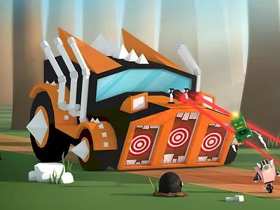Splash Screen 3d app boss cartoon fight forest game illustration low poly robot splash screen