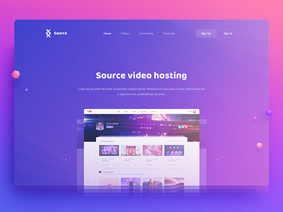 Source Video Hosting design hero hosting image interface landing page site ui video web youtube