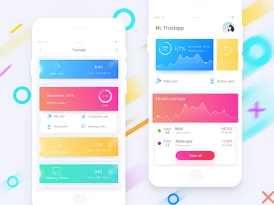 Trustapp App Ui Design app iphone ui ue dashboard cards colorful data date interface list management mobile monitoring