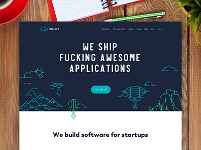 Bitcrowd Website Redesign blue flat green header line vector software ui interface web ui website