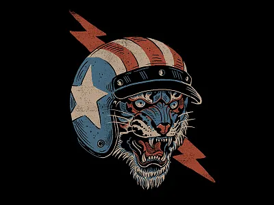 Easy Tiger americana apparel art design easy tiger illustration motorcycle t shirt tee tiger