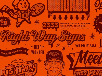 Right Way Signs Print Pattern brochure chicago drips forefathers forefathers group illustration orange paint pattern print design retro signs