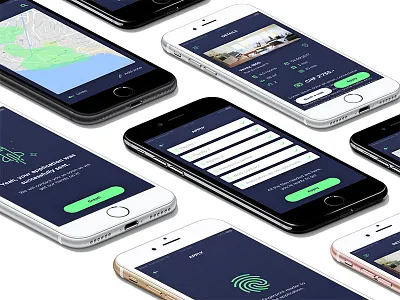 iOS App - Rent blue design green ios mobile real estate rental sketch