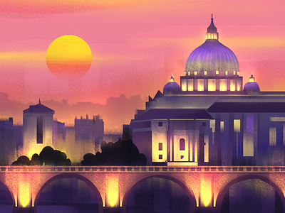 Day 14 - Red Sun challenge city day14 drawing evening illustration lassotool lights photoshop red self sun
