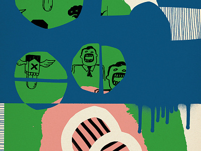 Executives abstract collage corporation doodle executives gesture illustration