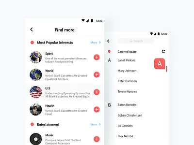 BuzzHunt List add android back city google interest list local mockup red search