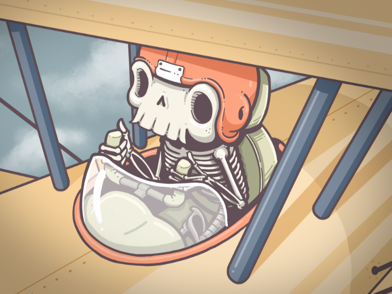 Pilot doodle illustration ipad pilot plane skull