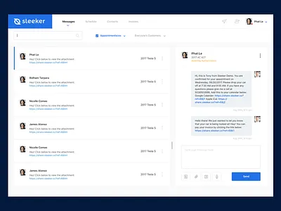 Messages app chat clean dashboard flat m messages ui ux web
