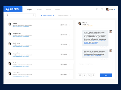 Messages app chat clean dashboard flat m messages ui ux web