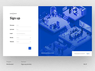 Sign-up process WIP onboarding register signup