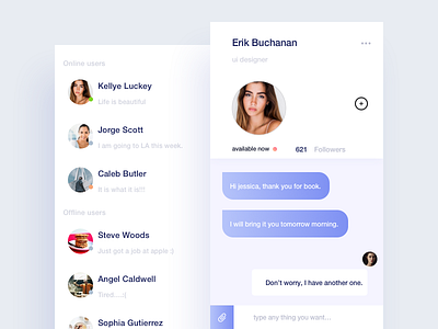 Chattting app chat clean flat ios list mobile profile ui