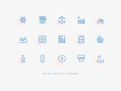 Real estate icons family house leisure marine natural materials outdoor realestate sauna smarthome storage terrace urban