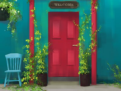 Day 16 - Entrance art day16 digitalart door drawing entrance illustration lassotool painting photoshop red self