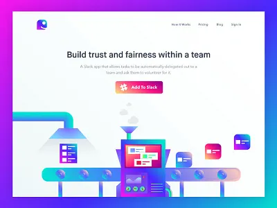 Landing Page - A Messenger app for Slack app belt conveyor engine free gradient illustration landing messaging page slack web